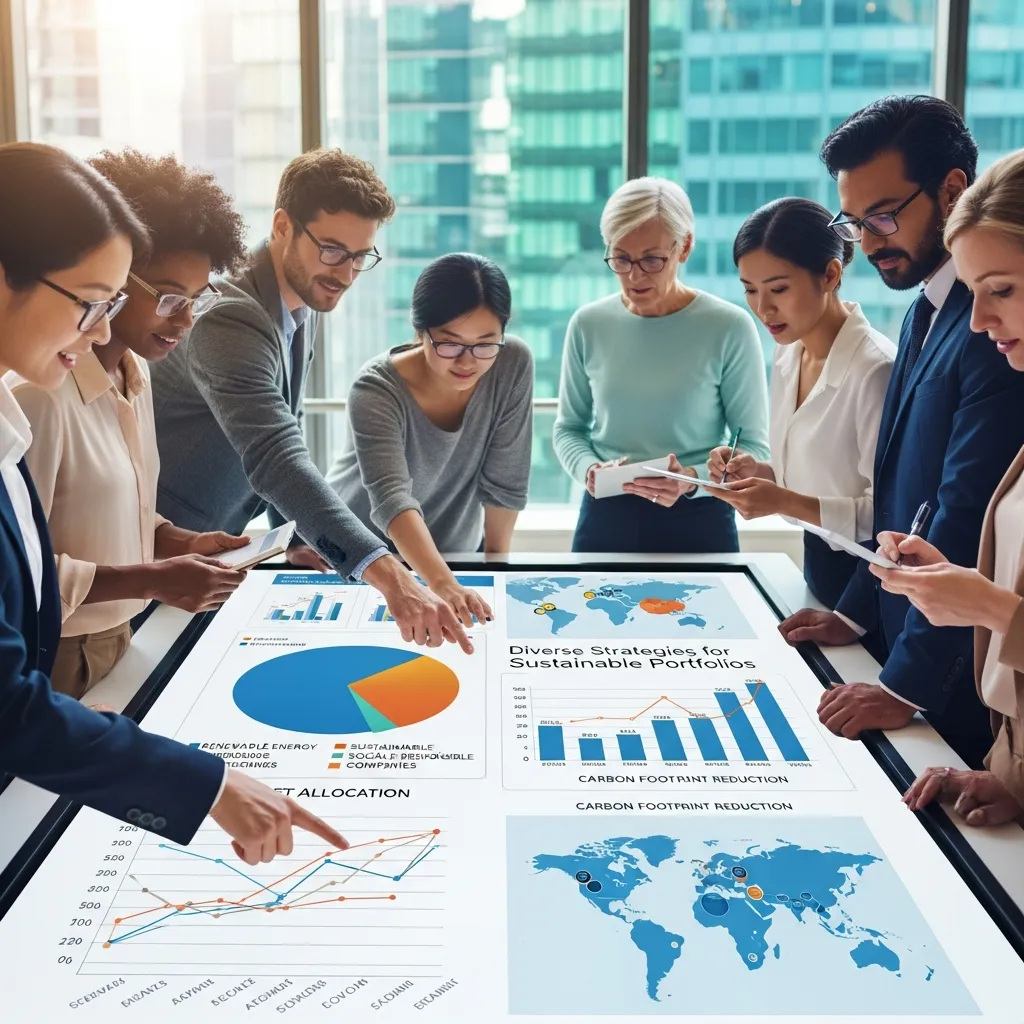 Financial dashboard displaying sustainable portfolio allocation across different sectors and asset classes